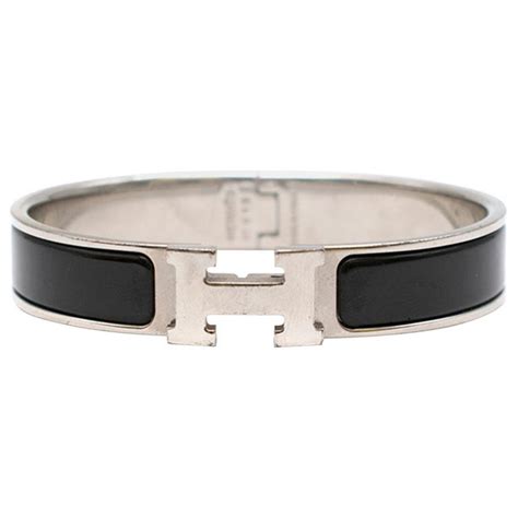 hermes cdc bracelet black silver|hermes clic h bracelet silver.